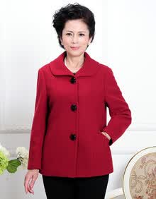 若男佳人中年女装秋装<em>外套毛呢</em>短款 中老年女