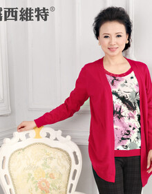 露西维特秋季新款中老年<em>女装</em>针织<em>羊毛衫</em>假两件