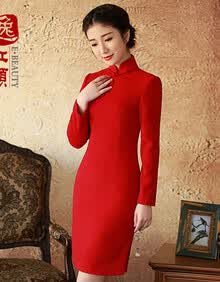 【逸红颜】容若 <em>冬季</em>长袖旗袍 <em>新款2014</em>春装 改