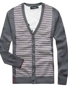 悦男装 2014春装新品男士针织<em>羊毛开衫 男款</em>条