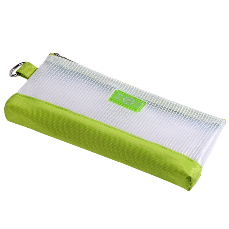 渡美（Dumei）658 透明文件防冻资料拉边袋PVC网格拉链防水试卷袋 B6 1/2绿色