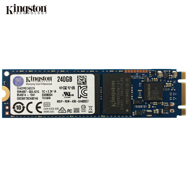 金士顿(Kingston) 240GB SSD固态硬盘 M.2接口(SATA总线) A40