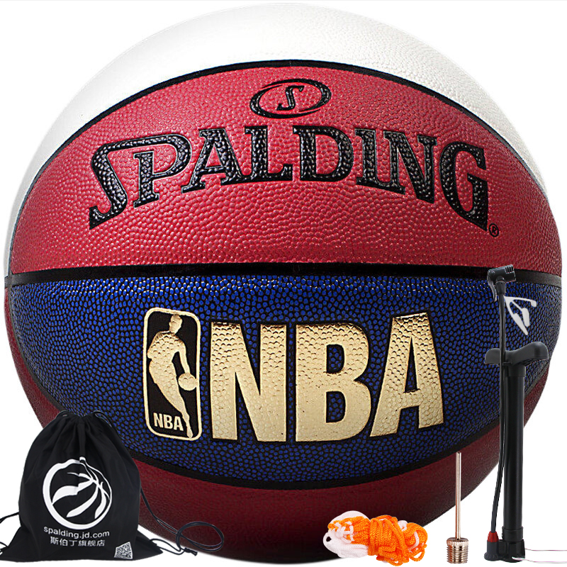 斯伯丁(SPALDING)NBA红白蓝拼色炫彩花球室内室外PU篮球74-655Y
