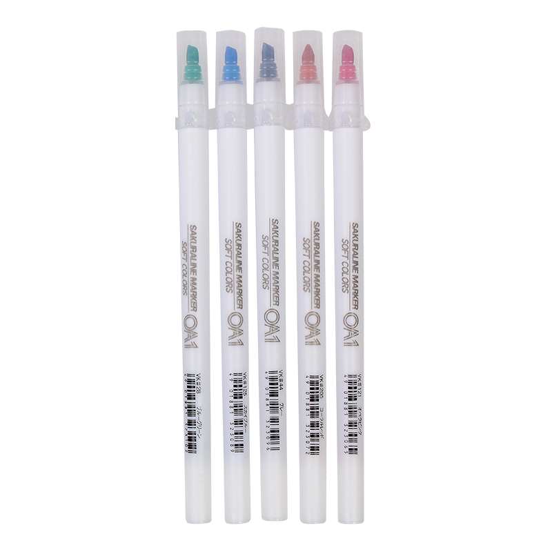樱花(SAKURA)水性荧光笔签字笔马克笔水笔 单头优雅色系5支套装