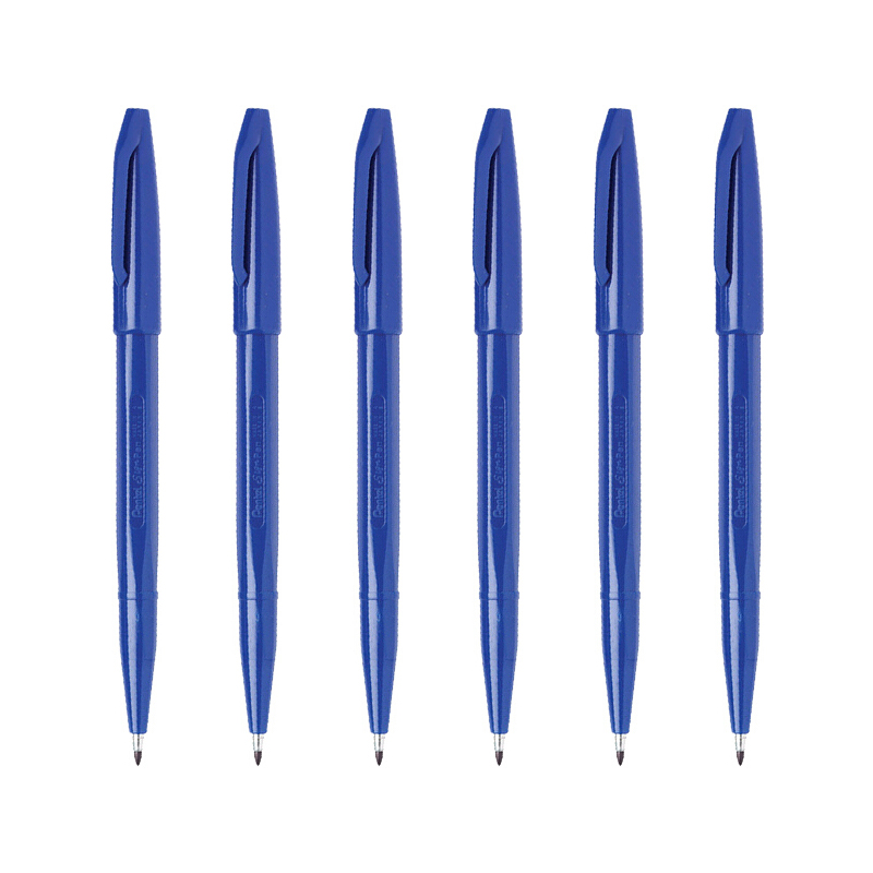 派通（Pentel）签字笔草图勾线笔 手绘设计构图笔 漫画记号笔 S520蓝色 6支装