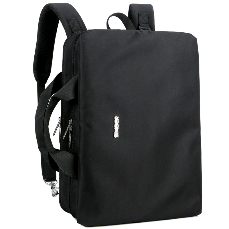 斯莫尔（SIMOER）SL-6018 黑色男士商务大容量两用背包简约双肩包手提电脑包潮流书包公文包
