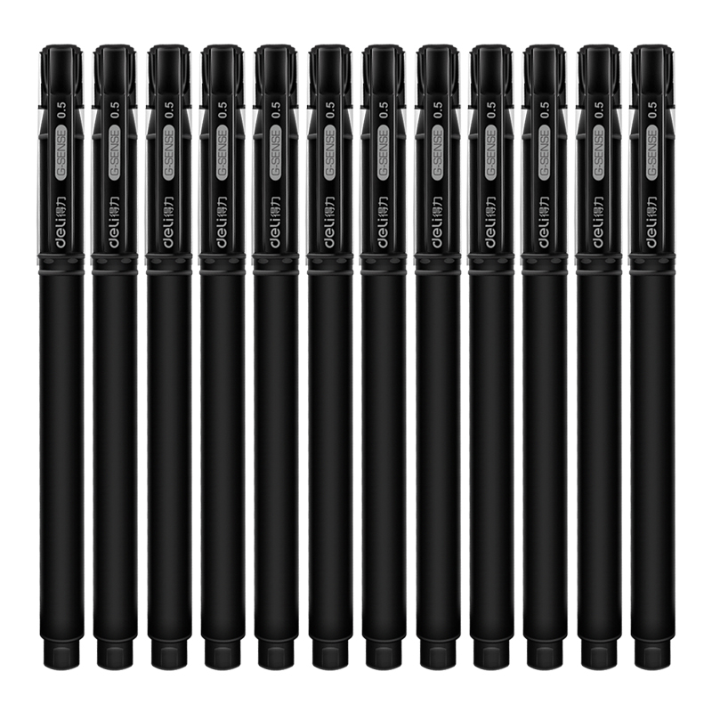 得力(deli)0.5mm黑色中性笔水笔签字笔 办公用品 子弹头磨砂杆36支/2盒DL-S65