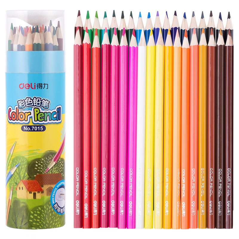 得力（deli）7014 彩色铅笔绘画艺术写生彩色铅笔 24色/筒 1筒