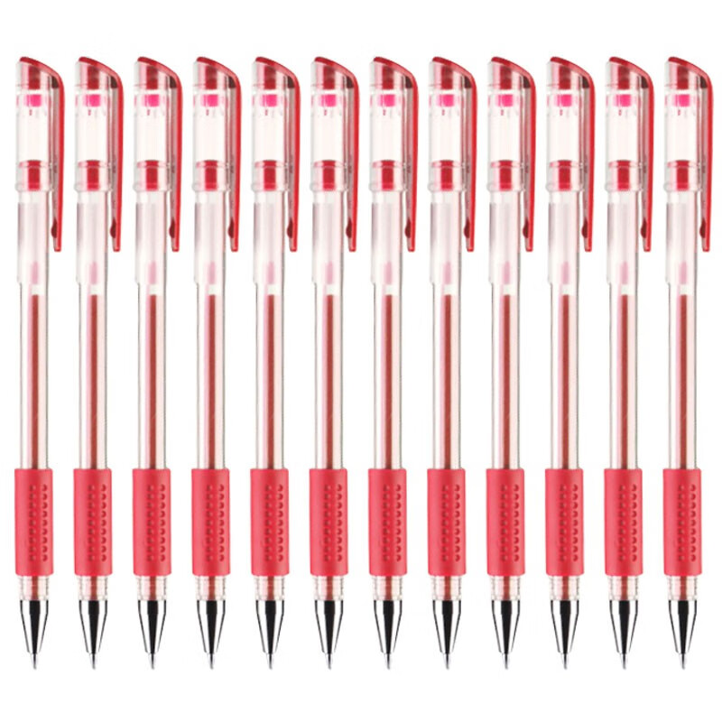 晨光(M&G)文具Q7/0.5mm红色中性笔 经典拔盖子弹头签字笔 办公水笔 24支装