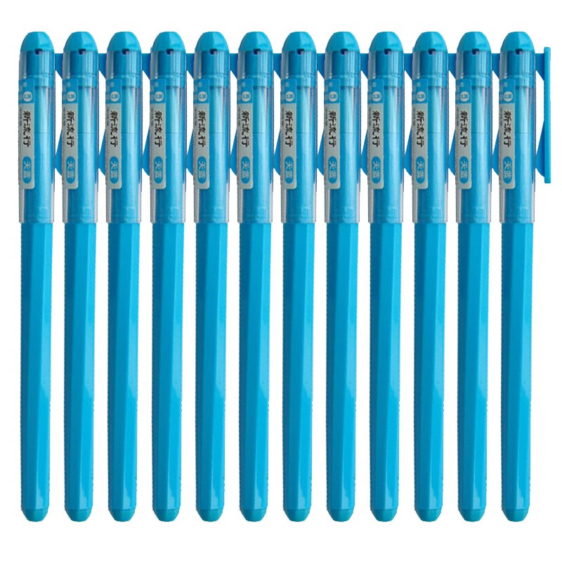 晨光（M&G）新流行手账笔彩色中性笔签字笔水性笔 天蓝 AGP62403 全针管拔帽款 0.38mm 12支装
