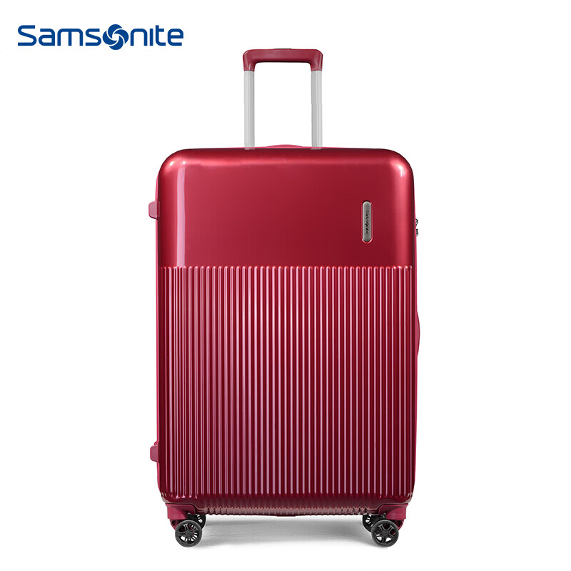 新秀丽拉杆箱行李箱男女旅行箱密码箱可托运箱Samsonite DK7亮酒红色28英寸