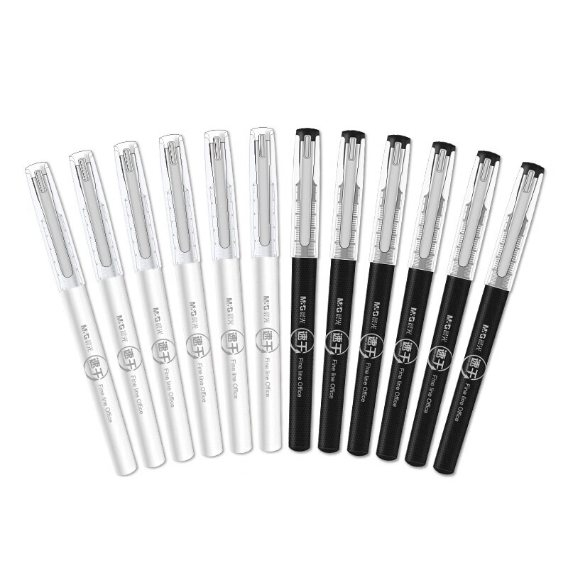 晨光（M&G）中性笔速干全针管直液式0.38mm 签字笔水笔 学生文具 办公用品 ARP50904 黑色1盒12支装 颜色随机