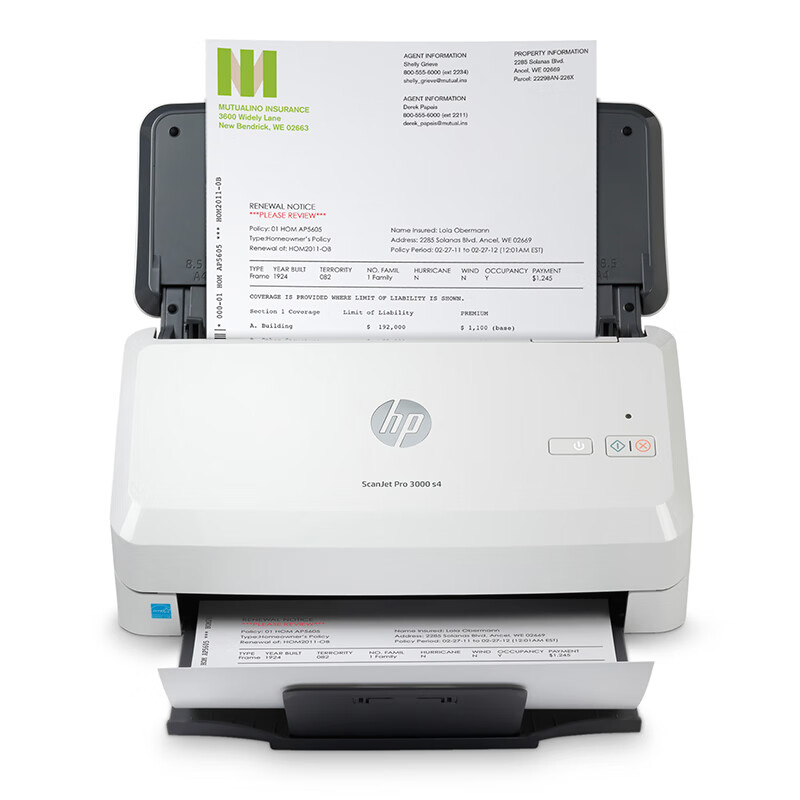 惠普（HP）ScanJet Pro 3000 s4 馈纸式扫描仪 自动双面 (速度40页+