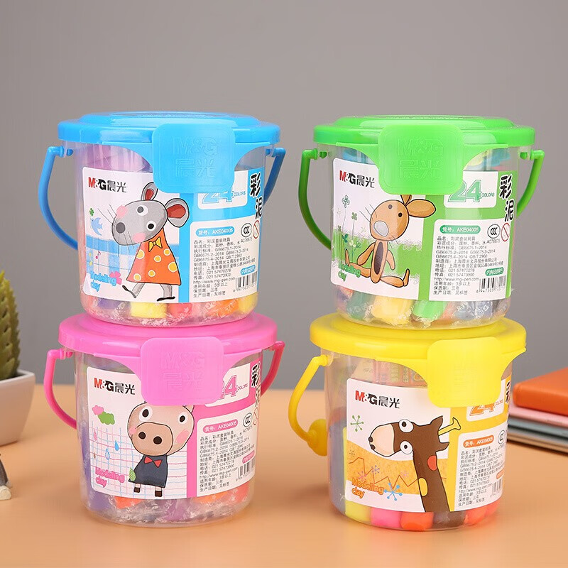 晨光（M&G）彩泥 橡皮泥 24色桶装橡皮泥套装 儿童手工益智DIY玩具 AKE04005