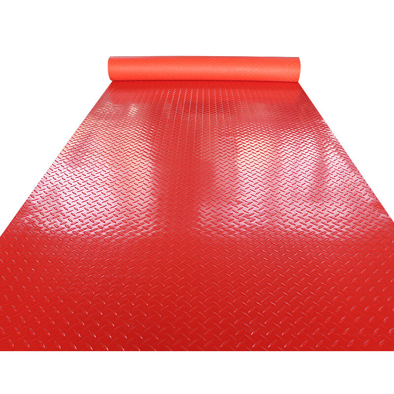 富居FOOJO定制加厚耐磨走廊过道厂房车间垫防水地垫PVC地垫防滑垫红色人字纹1.3米宽一米长