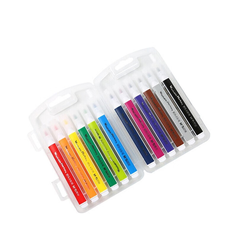 晨光（M&G）水彩笔 三角杆彩色笔Kids食品级软头水彩笔套装12色儿童绘画笔可水洗ZCPN0383
