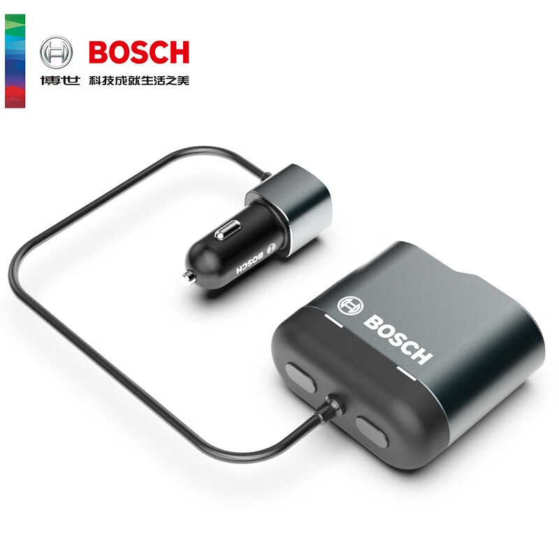 博世 BOSCH PS500 车载充电器点烟器电源一拖二三多功能USB快充 12/24V通