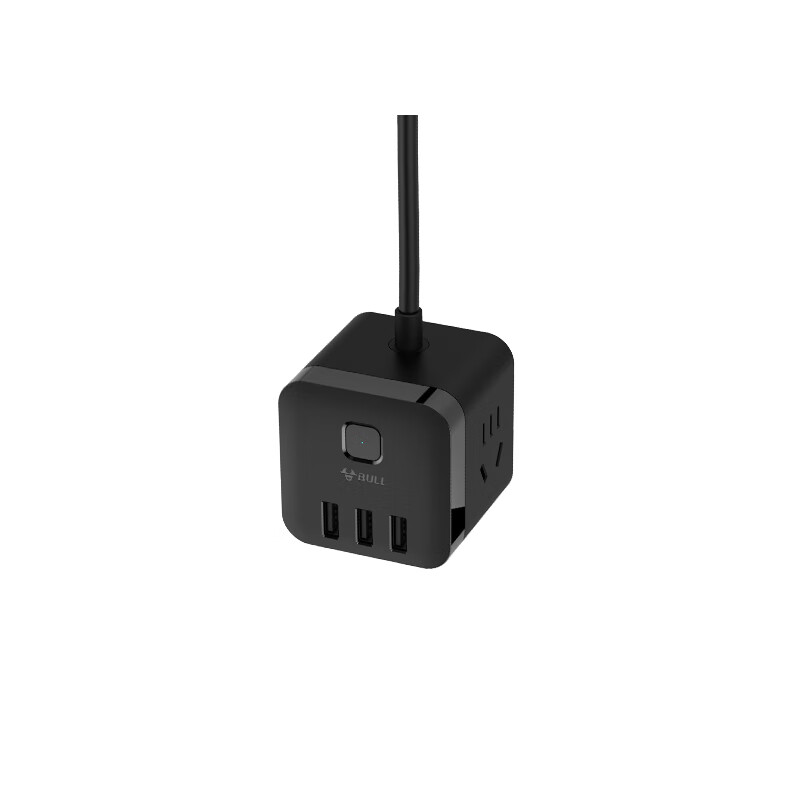 公牛（BULL) 魔方智能USB插座 插线板/插排/排插/接线板/拖线板 GN-U303H 黑色魔方USB插座全长1.5米