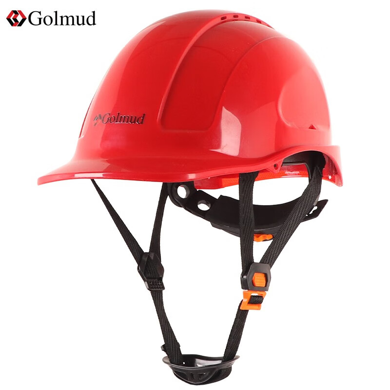 哥尔姆 abs工地建筑工程防砸安全帽 透气孔 反光标志 国标安全头盔GM713 红色