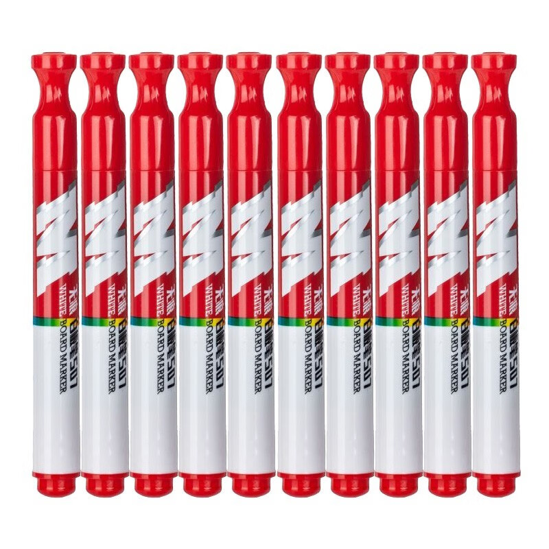 晨光（M&G） 易擦白板笔无痕白板笔油性速干记号笔办公水性单头记号笔物流笔 10支红色无痕