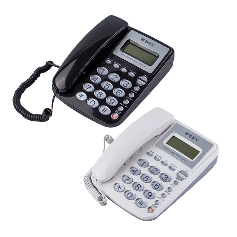晨光（M&G）电话机 经典水晶按键有线电话座机固话办公家用商务来电显示 AEQ96761 黑色
