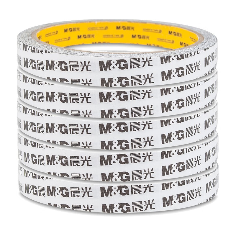 晨光（M&G）双面胶带 高粘性棉纸胶带 学生办公通用 12mmx10m AJD99573 5卷装