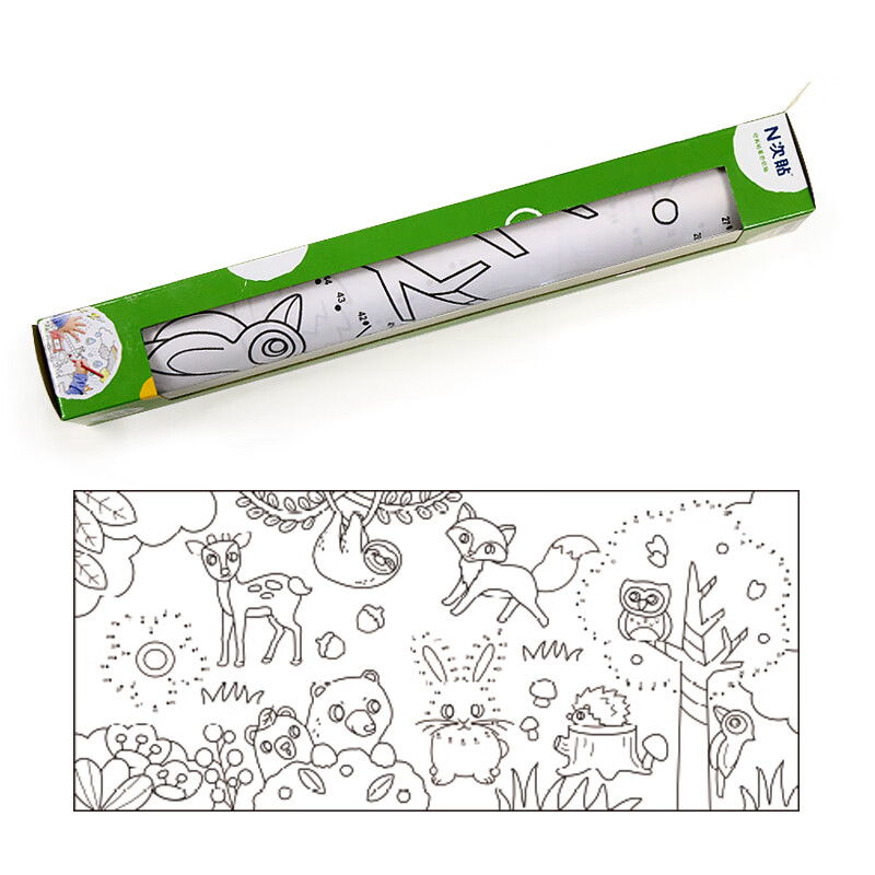 N次贴（STICKN）可再贴儿童涂鸦画纸绘画启蒙涂色画背胶魔法卷轴31.5*70cm 5张/卷-森林派对36546(3个装)