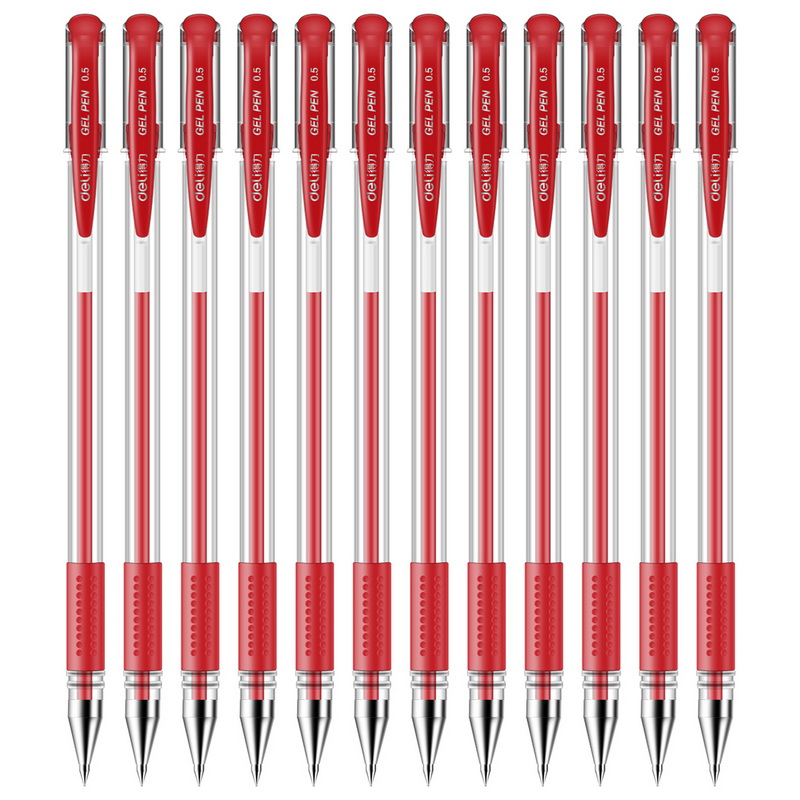得力（deli） 0.5mm经典办公中性笔 水性笔 子弹头签字笔 办公用品 12支/盒 红色 6600ES（2盒装）