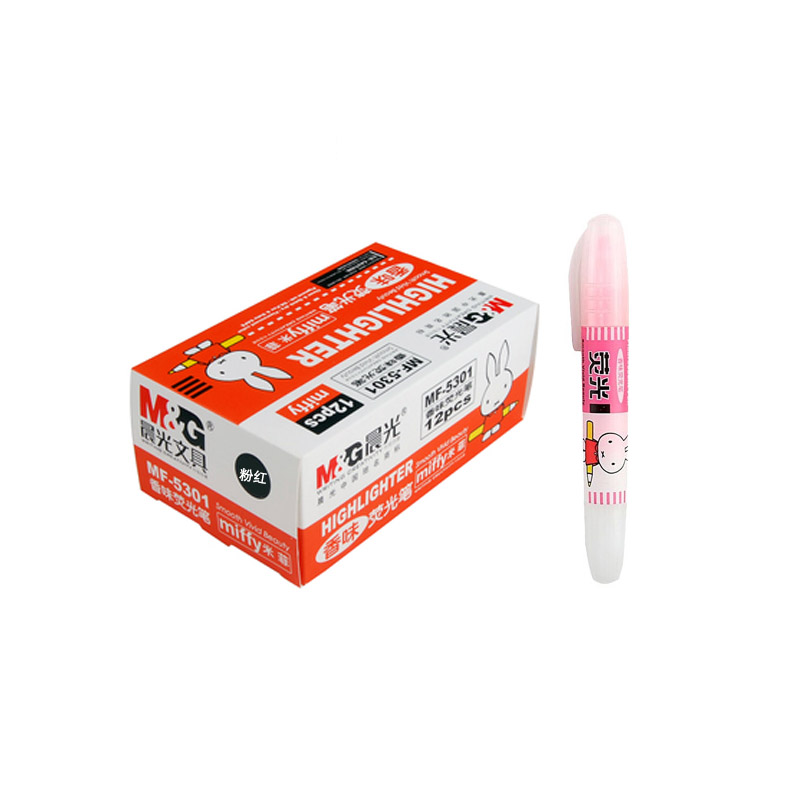 晨光（M&G）荧光笔 记号笔 米菲香味彩色标记笔 学生文具 办公用品 MF5301 粉红色1盒12支装