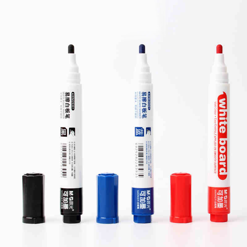 晨光（M&G）白板笔 水性可擦白板笔 AWM26301 白板书写笔 可加墨白板笔单头 1盒 10支装红色