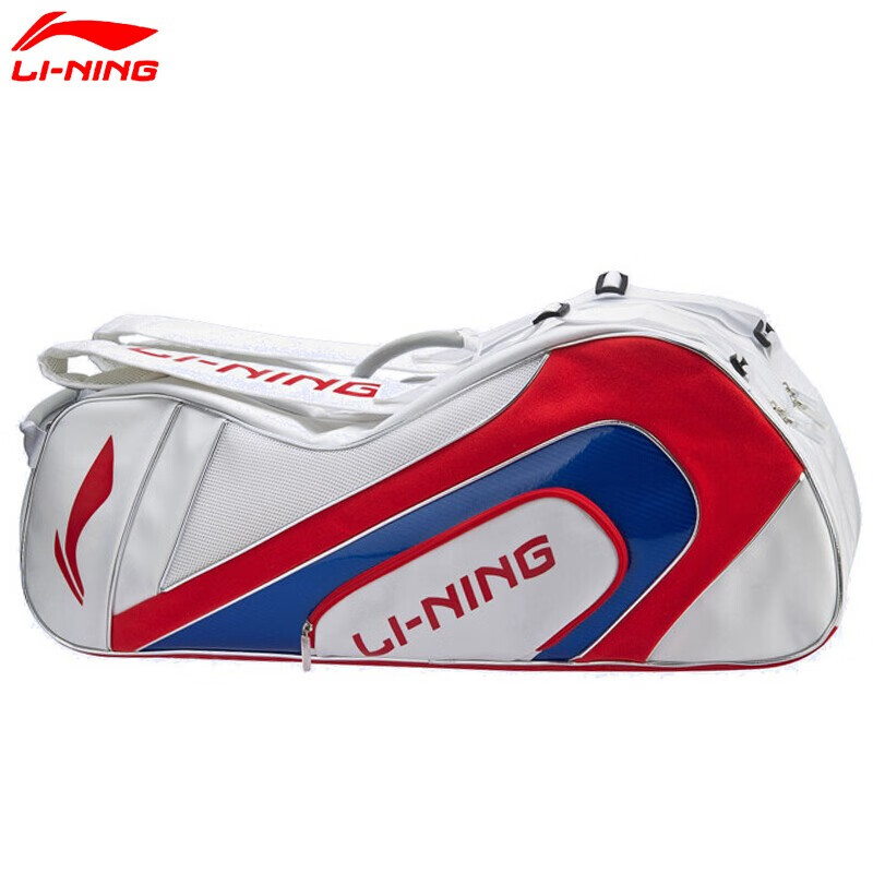 李宁（LI-NING）羽毛球包6支装十周年纪念款苏迪曼杯明星同款 ABJP068-3白红蓝