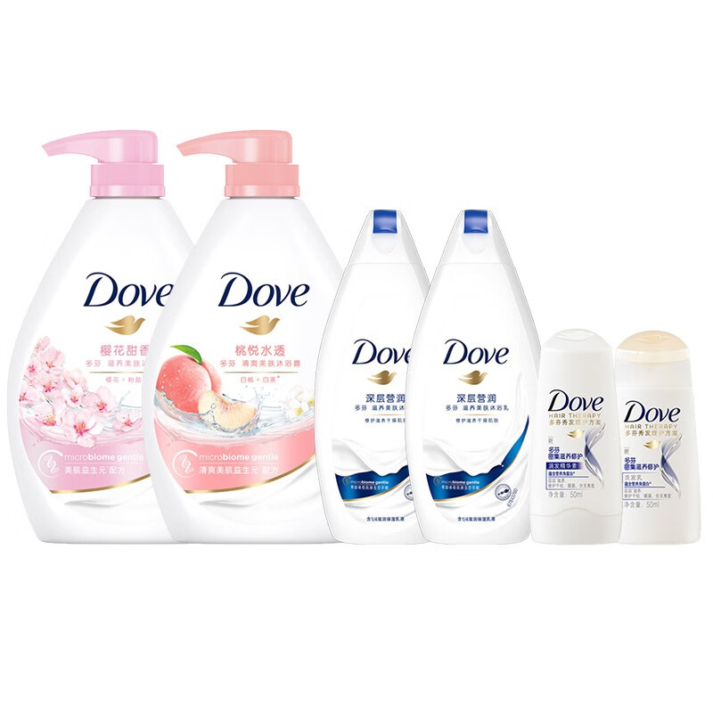 多芬（Dove）沐浴露套装 樱花甜香1KG+桃悦水透1KG