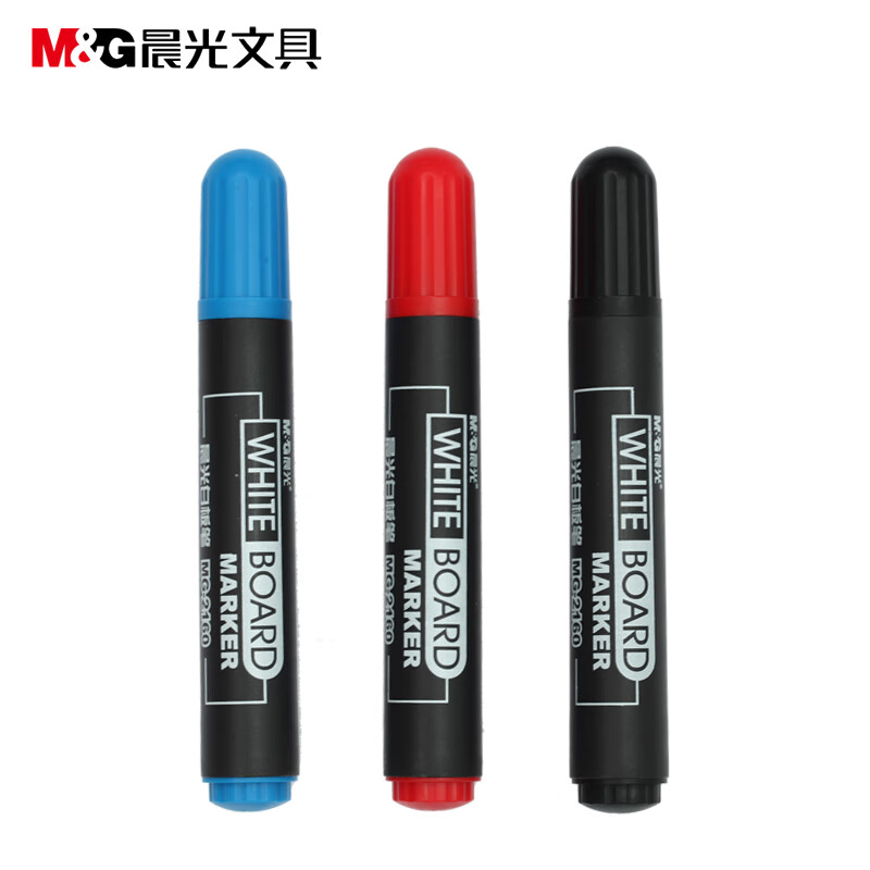 晨光(M&G)文具红色可擦白板笔 单头办公会议笔 易擦物流记号笔 24支/盒MG2160