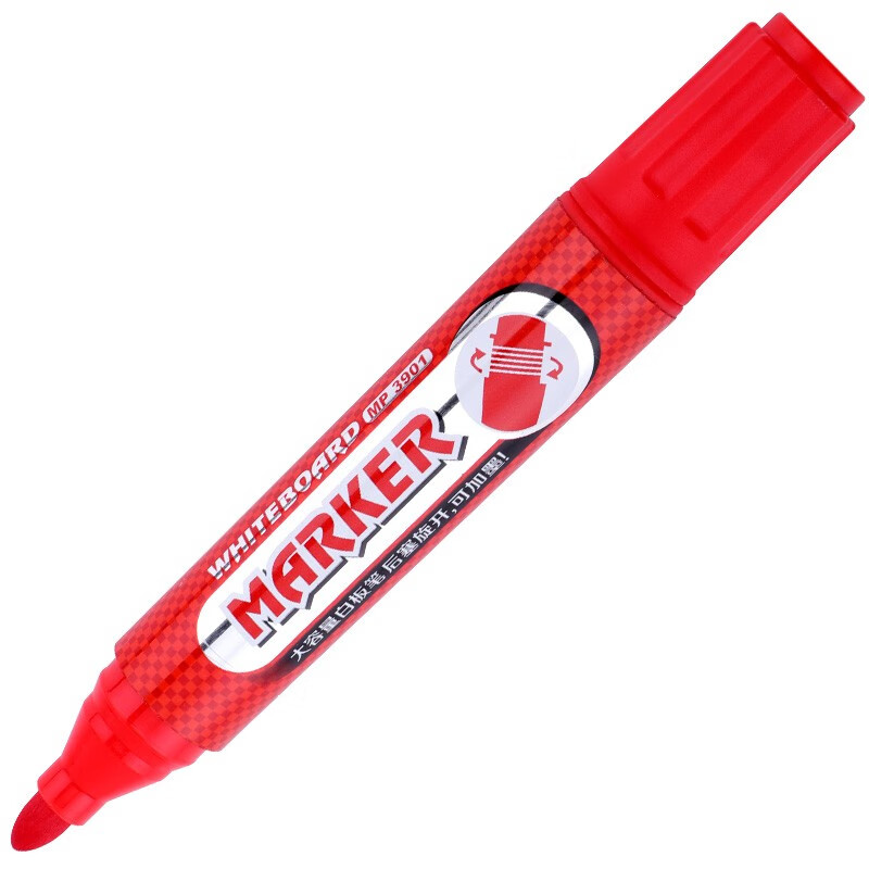 宝克（BAOKE）MP3901 可加墨大容量白板笔可擦易擦 大字红色12支装【3盒装】