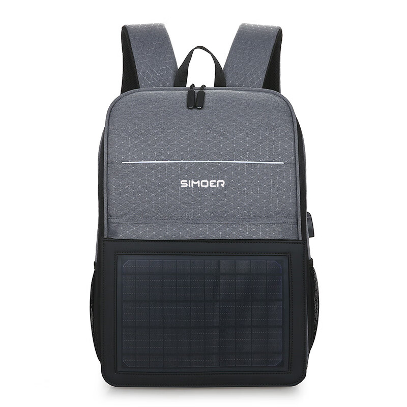 斯莫尔（SIMOER）SL-6016 灰色 背包男时尚潮流韩版双肩包公文包男新款太阳能充电书包