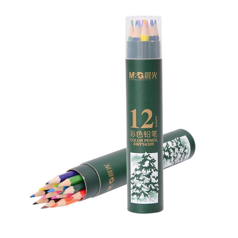 晨光（M&G）彩色铅笔 12色水溶性素描彩笔 画笔手绘美术绘画涂鸦画画 AWP34309 单筒装