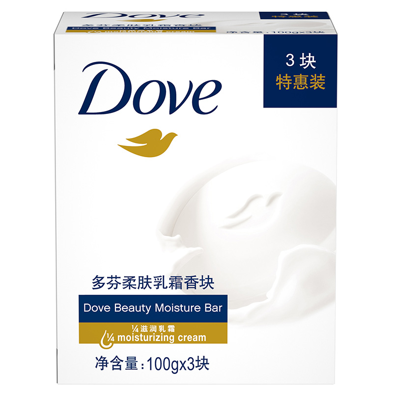 多芬(DOVE)香皂柔肤乳霜香块90gx3或100gx3（随机发货）