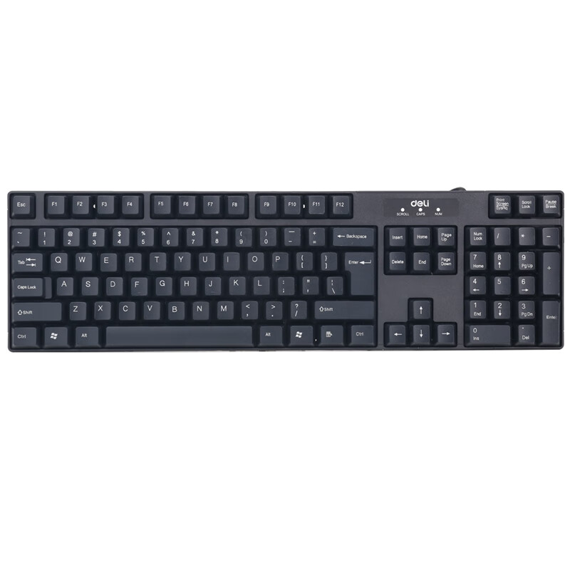 得力（deli） 高键帽键盘 USB键盘 游戏键盘 防水薄款静音 2168黑色