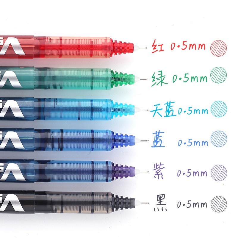 百乐(PILOT)中性笔针管笔水笔办公财务笔签字笔0.5黑BX-V5-B单盒装（12支）