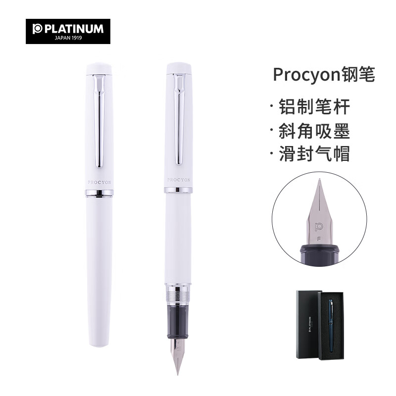 白金（PLATINUM）PNS-5000钢笔PROCYON练字铱金笔尖墨囊可替换 陶瓷白 