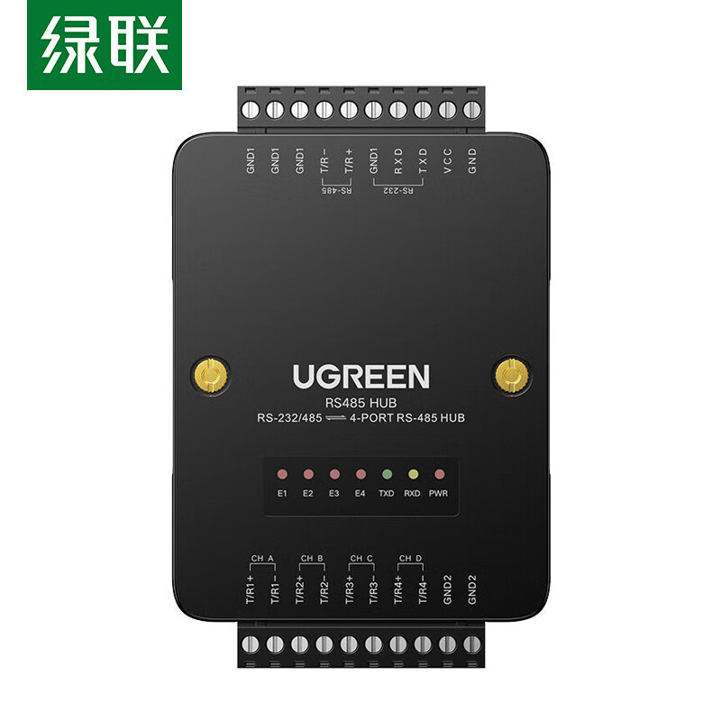 绿联（UGREEN）RS-232/RS-485转4口RS-485串口集线器 PC+ABS防火 300bps~115.2Kbps传输0.5km CM328（80114）