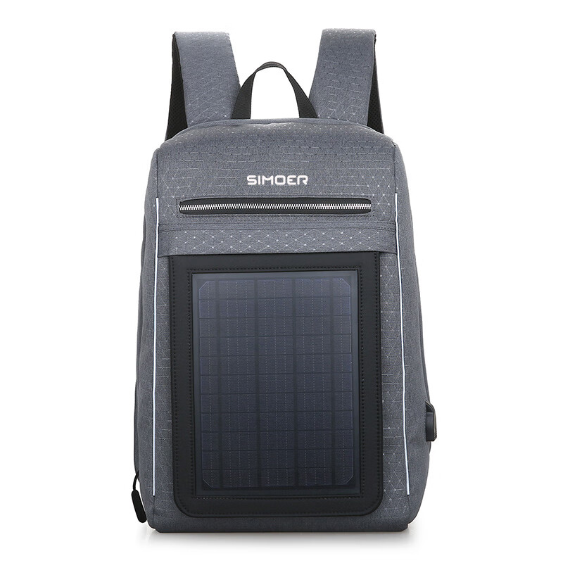 斯莫尔（SIMOER）SL-6017 灰色时尚防水防盗电脑包公文包男士背包太阳能USB充电双肩包商务书包