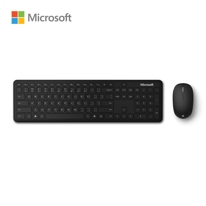 微软蓝牙桌面套装 蓝牙键盘+精巧鼠标 典雅黑 | 无线键鼠 办公键鼠套装 简约时尚 蓝牙5