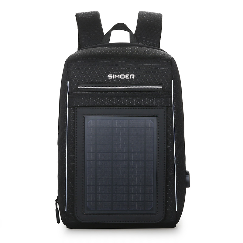斯莫尔（SIMOER）SL-6017 黑色时尚防水防盗电脑包公文包男士背包太阳能USB充电双肩包商务书包