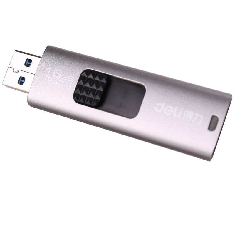 得力（deli）2172推拉式U盘16G黑USB3.0传输稳定外壳读取快速塑料金属喷漆