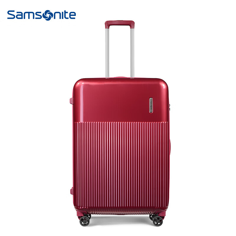 新秀丽拉杆箱行李箱男女旅行箱密码箱可托运箱Samsonite DK7亮酒红色25英寸