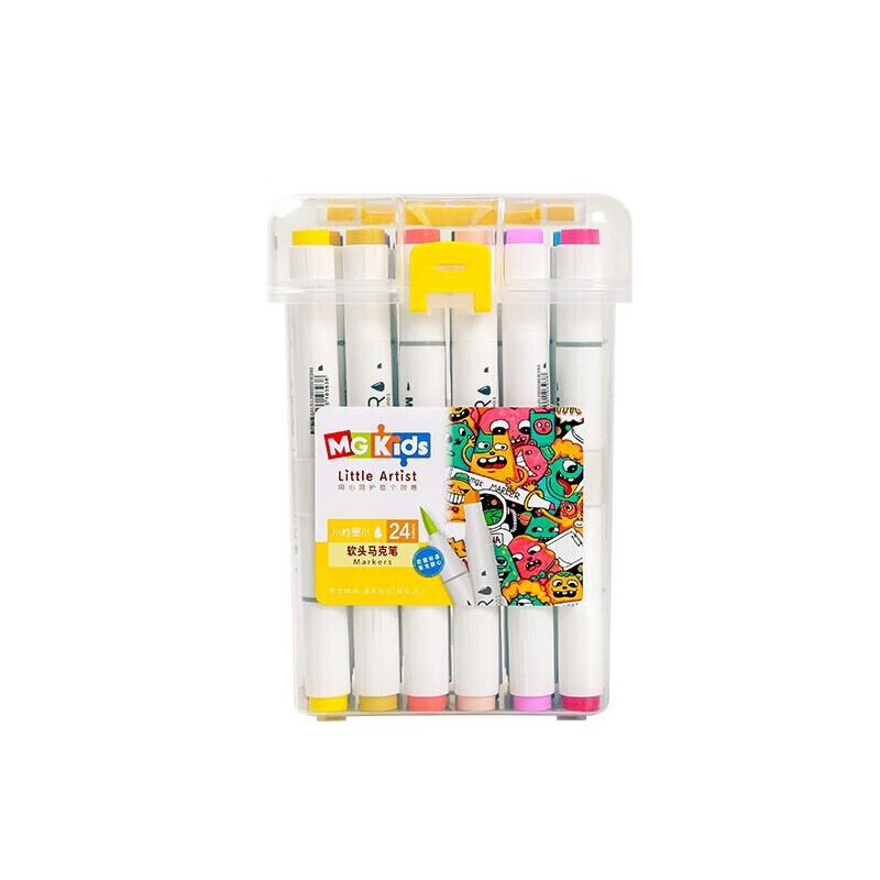晨光（M&G）水彩笔 记号笔 MGKids水性软头双头马克笔24色手绘绘画设计套装学生画笔