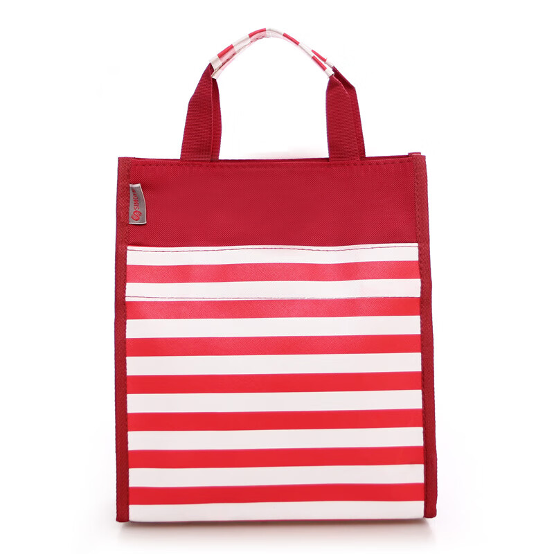 斯莫尔（SIMOER）SL-315 红色彩条竖式手提公文包文件袋大容量牛津布购物袋包学生包旅行包资料袋（3个装）