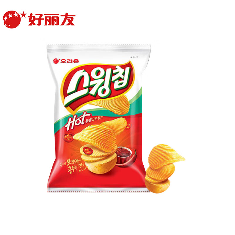 好丽友（Orion）韩国原装进口波浪薯片辣酱味60g 韩式风味休闲零食膨化