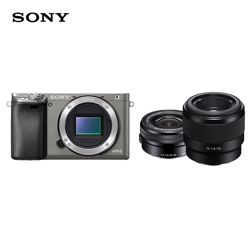 索尼 Alpha 6000 数码相机 SELP1650+SEL50F18F 双镜头套装 石